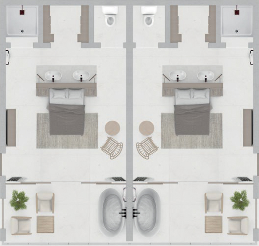 Floorplan of Moon Gate's Standard Suite.
